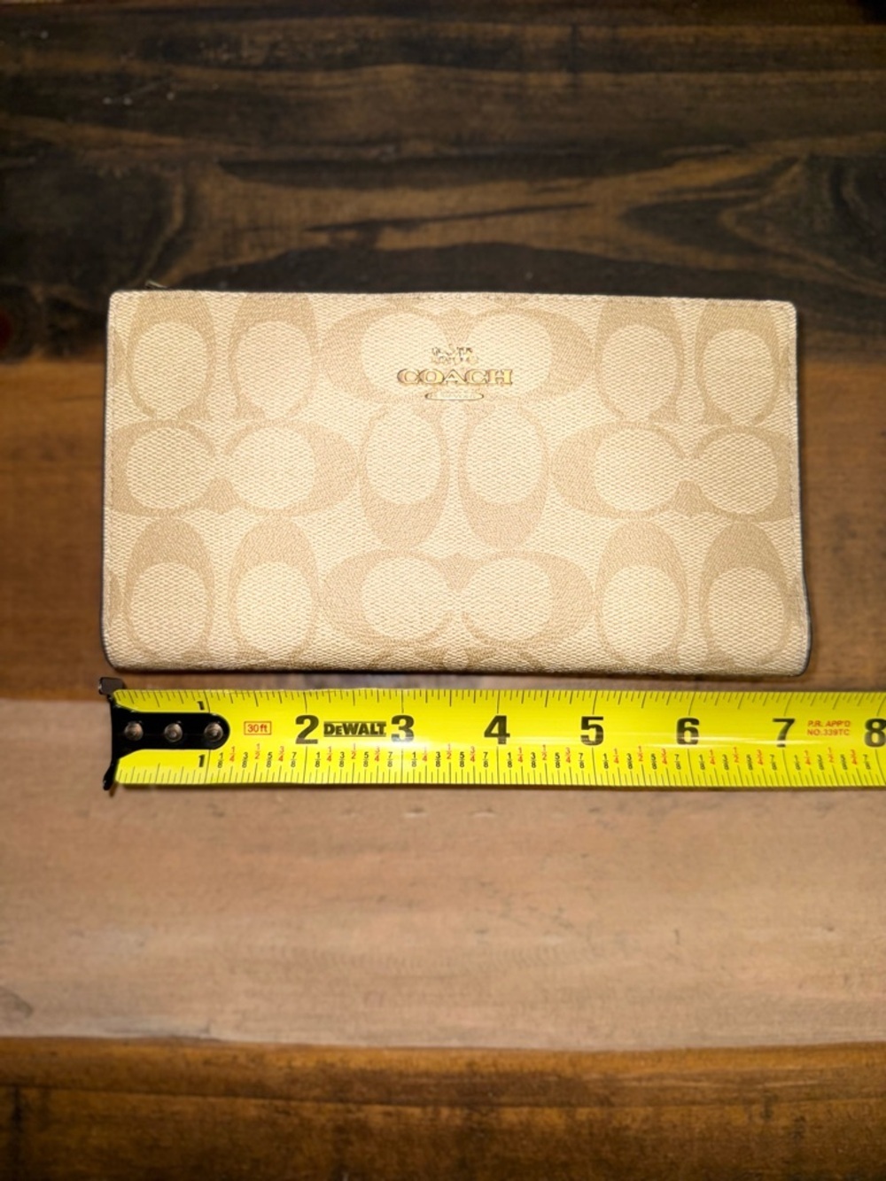 Coach Beige Logo Print Women's Clutch Wallet with Zippered Coin Pocket - Picture 8 of 8